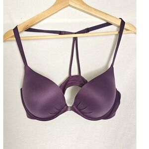 Victoria's Secret Fabulous Plunge Bra Purple Racerback Front Close Push Up 38C